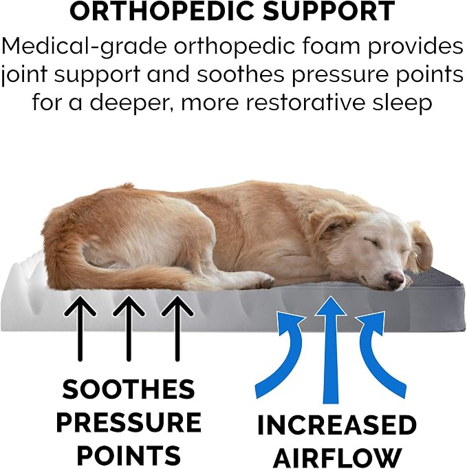 Furhaven Orthopedic Dog Bed for Large/Medium Dogs w/ Removable Washable Cover, For Dogs Up to 55 lbs - Terry & Suede Mattress - Gray, Large - Image 5