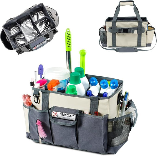 Cleaning Caddy for Cleaning Suppliers Organizer with Pockets for House Cleaning Essentials, Cleaning Organizer, Wearable Cleaing Bag Tote, Storage Caddy for Housekeeping by FRECOLSH