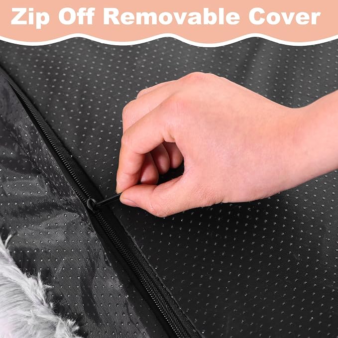 Bedfolks Plush Dog Crate Bed, Waterproof & Washable Faux Fur Pad for Extra Large Dogs, Grey, 41"x27" - Image 4