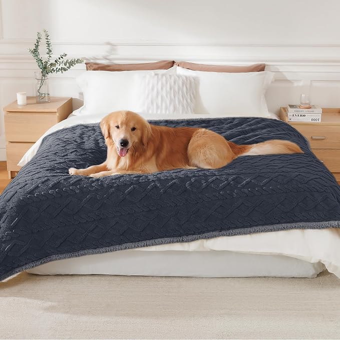 Luciphia Waterproof Blanket for Twin Bed Reversible Fleece Couch Cover | Reversible waterproof pet blanket soft Sherpa fleece machine washable protect couch bed, Dark Grey 85" x 57" - Image 9