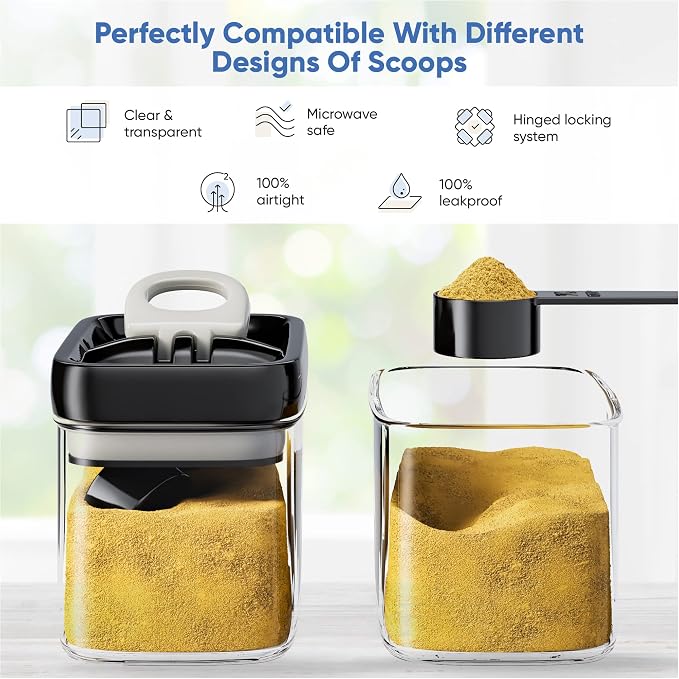 Chef's Path Airtight Food Storage Containers with Improved Lids, Set of 6, 1L Kitchen and Pantry Canisters for Coffee, Spices, and Dry Food, Includes Labels and Marker - Transparent, All Same Size - Image 3