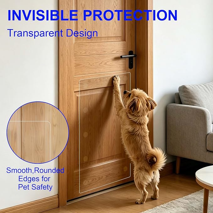 KEBE Door Scratch Protector, Large 36" x 24" & 0.8mm Thick Heavy Duty Anti-Scratch Shield, Clear Door Guard with Strong Removable Adhesive, Easy-to-Install Dog Cat Scratch Guard for Indoors Outdoors - Image 6