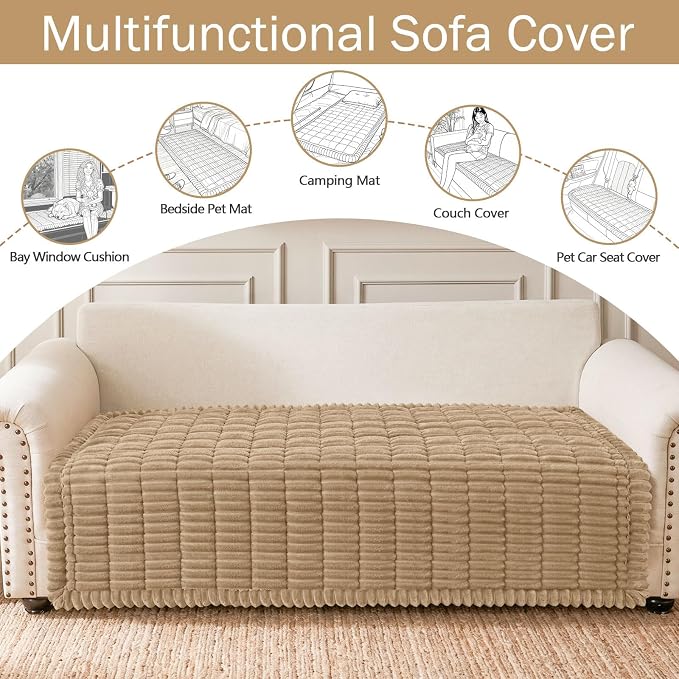 hyha Couch Cover for Dogs, Washable Non Slip Plush Flannel Sofa Protector | Thick Flannel, Silicone Anti-Slip Backing, Pet Hair & Scratch Protection, Fits Sofa & Loveseat (43" x 63") - Image 3