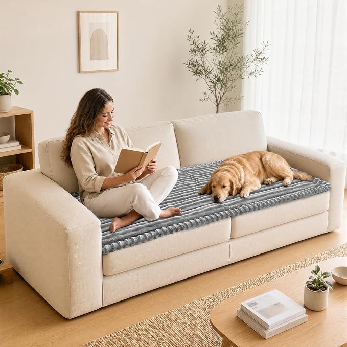 NAISI Pet Couch Covers for Sofa with Thick Filling and Non-Slip Bottom Sectional Sofa Covers Washable Friendly for Pets(1pc/27.5"x 59",Light Grey) - Image 5