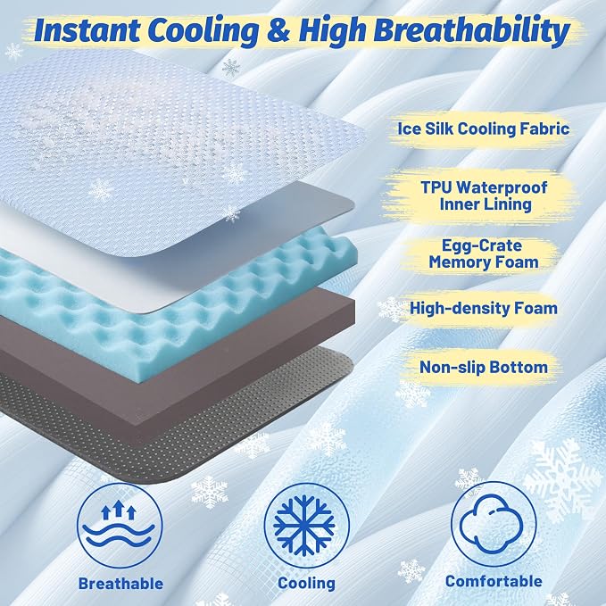 Cooling Dog Bed for Large Dogs, Washable Memory Foam Dog Beds for Crate with Joint Relief, Waterproof Liner and Removable Cover (35’’x 22’’) - Image 3