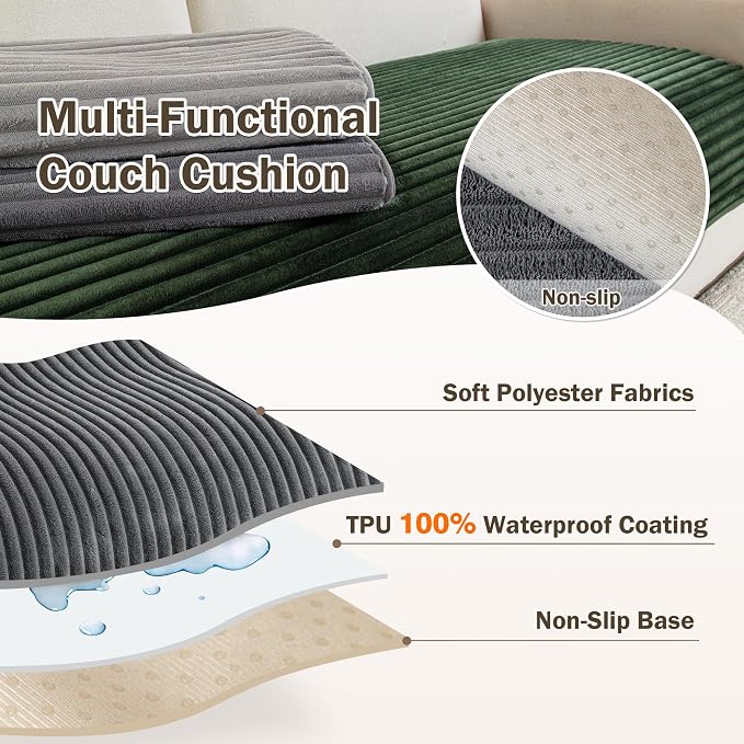 MEETSKY 100% Waterproof Couch Cover Sectional Sofa Covers, 2 Pieces Non Slip Couch Covers for 2 Cushion L Shape, Washable Sofa Slipcover Furniture Protector for Pets, Dark Grey, Large, 35"x63"+35"x63" - Image 3