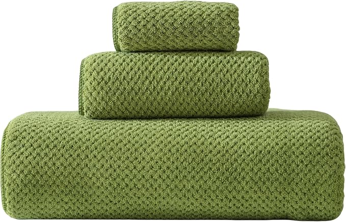 30x60 Inches Extra Large Bath Towels Set Super Soft Absorbent Luxury Microfiber Towels for Bathroom (Sage Green, 3PCS) by Akzpe