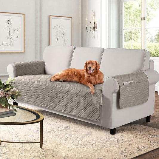 TAOCOCO Waterproof Couch Covers for Pets Dogs with Non Slip Backing, Sofa Seat Covers with Side Pocket for 3 Cushion Couch Washable Dog Couch Cover Protector Sofa Slipcovers(Sofa, Light Brown) by TAOCOCO