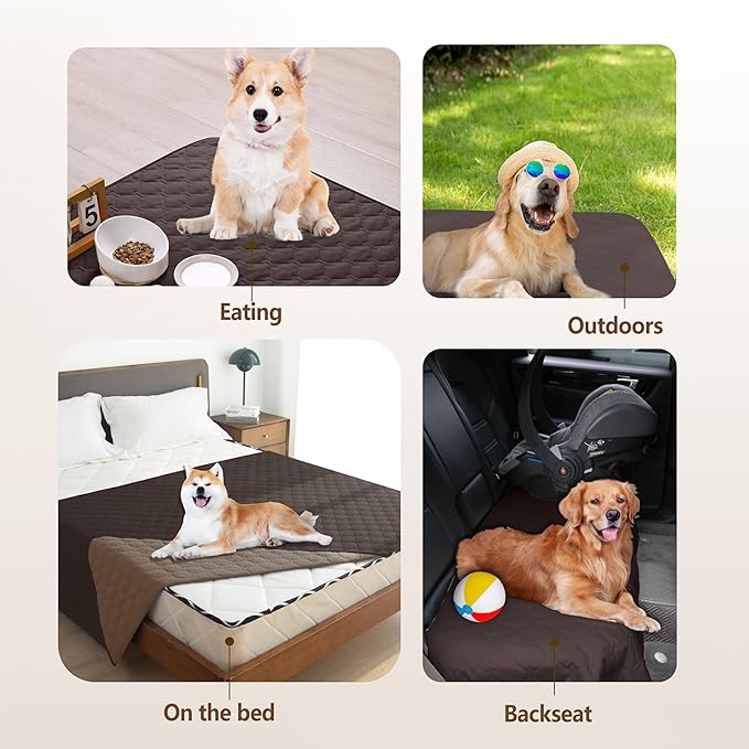 gogobunny 100% Double Sided Waterproof Dog Blanket Soft Pet Bed Cover Reversible Protect Furniture Couch Sofa Car for Puppy Large Dog Cat (Dark Coffee/Light Coffee, 82x120 Inch (Pack of 1)) - Image 9