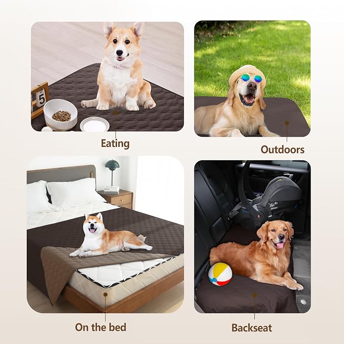 gogobunny 100% Double Sided Waterproof Dog Blanket Soft Pet Bed Cover Reversible Protect Furniture Couch Sofa Car for Puppy Large Dog Cat (Dark Coffee/Light Coffee, 82x102 Inch (Pack of 1)) - Image 9