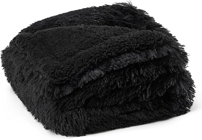 Bedsure Waterproof Dog Blankets for Large Dogs, Fluffy Faux Fur, 50×60" | Plush Fuzzy Reversible Pet Blankets for Couch and Dog Bed, Soft Calming Throw Cat Blanket Washable, Dog Gift, Black - Image 11