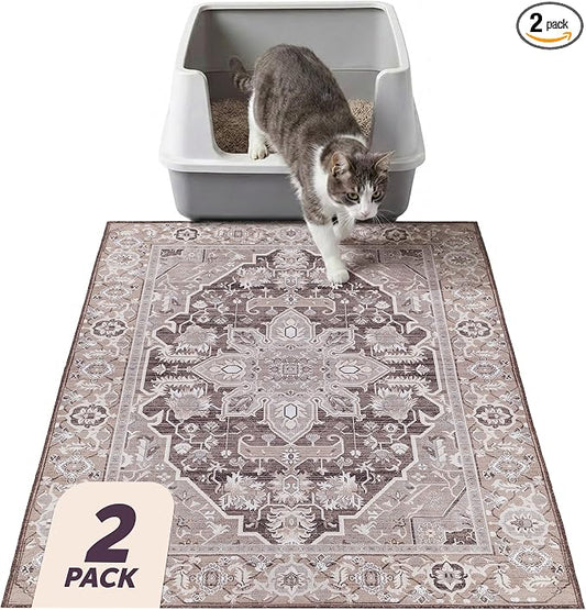 Lovewag Cat Litter Mat, Litter Box Mat, Caramel Creme, 16x24, 2 Pack | Washable litter mat cover, kitty litter mat & cat mat for litter box, litter trapping mat, prevents tracking, multi-cat by Lovewag