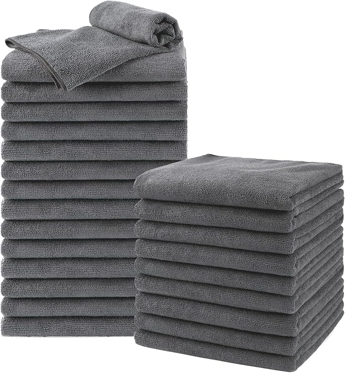 UNIMADE Salon Towels 24 Pack, Super Soft Microfiber Gym Towels | Highly Absorbent Hair-Drying Cloth for Gym, Bath, Spa Use and Home Beauty Care - Grey (16x29 inch) by Unimade