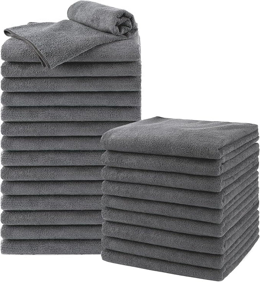 UNIMADE Salon Towels 24 Pack, Super Soft Microfiber Gym Towels | Highly Absorbent Hair-Drying Cloth for Gym, Bath, Spa Use and Home Beauty Care - Grey (16x29 inch) by Unimade