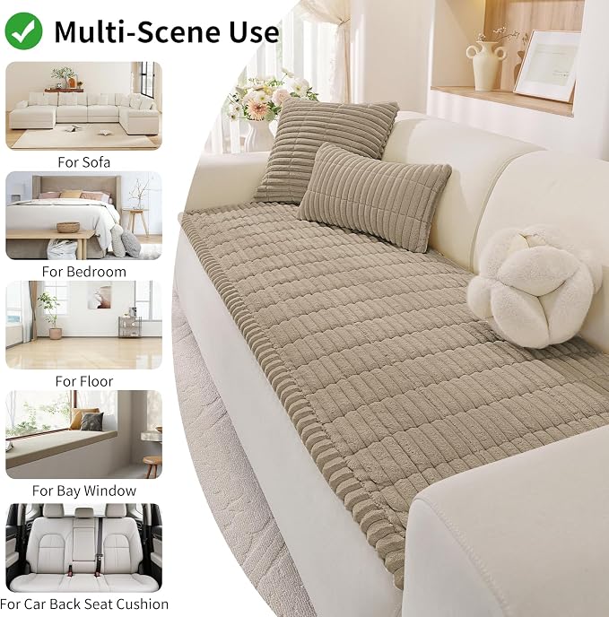 Couch Cover for Dogs,Washable Non-Slip Pet Friendly Sofa Protector | Thick Flannel Sofa Cover,Nonslip, Washable,Anti-Pilling,Pet Friendly,for Dogs & Cats,Cozy Protect Against Fur,27.6" x 70.9" - Image 3