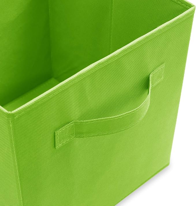 Casafield Set of 12 Collapsible Fabric Cube Storage Bins, Lime Green - 11" Foldable Cloth Baskets for Shelves, Cubby Organizers & More - Image 3