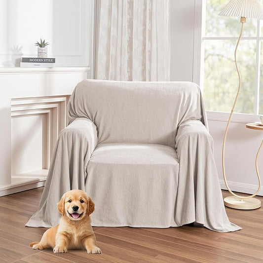 MYSKY HOME Couch Cover Sofa Covers for 1 Cushion Couch Dog Couch Cover Protector for Sectional Sofa Covers Couch Protector Modern Sofa Towel for Living Room, 71" x 91", Oat by MYSKYHOME