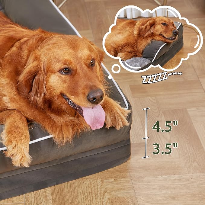 Orthopedic Washable Dog Bed for Large Dogs, 36x27in, Dark Green | Orthopedic Foam Eases Joint Pressure, Bolsters Supports Head And Neck, Washable Pet Beds, Removable Cover, Non-Slip Bottom - Image 7