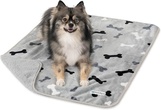 PetAmi Waterproof Dog Blanket for Small Medium Dogs, Pee Proof Pet Blanket for Couch Bed, Reversible Water Proof Blanket for Puppy Indoor Cat, Soft Dog Fleece Blankets Washable, 29x40 Bone Gray by PetAmi