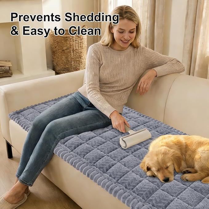 Smiry Couch Cover for Dogs, Non Slip Fuzzy Pet Sofa Covers Washable | Sofa Slipcovers for 3 Cushion Couch, Soft Thick Furniture Protector for Cats Dogs, Against Fur, Dirt, Scratch (27.6"x88") - Image 3
