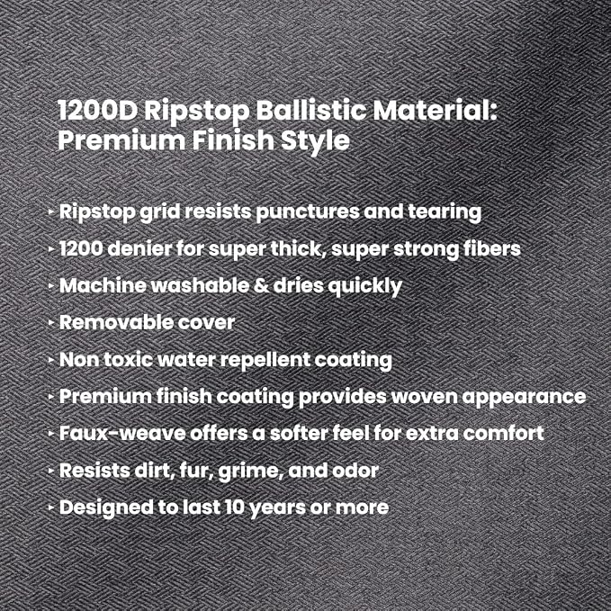 K9 Ballistics Tough Ripstop Orthopedic Crate Bed, 53 x 36, Titanium | Thick, Durable XXL Kennel Pad with Washable Cover for XX Large Dogs, Fits 54” Wire Crate - Image 5