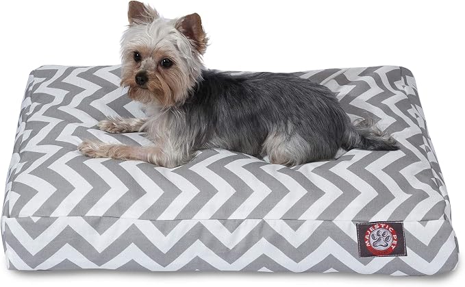 Majestic Pet Chevron Rectangle Dog Bed Washable – Non Slip Comfy Pet Bed – Crate Bed with Removable Washable Cover – Kennel Bed for Sleeping, Polyester Fiber, Small, Gray by MajesticPet