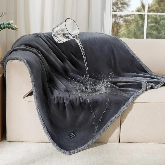 Luciphia Waterproof Pet Blanket, Liquid Pee Proof Dog Blanket for Sofa Bed Couch, Reversible Sherpa Fleece Furniture Protector Cover for Small Medium Large Dogs Cats, Dark Gray Large（65" x 57"） by luciphia