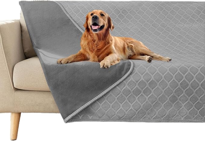 fuguitex Waterproof Dog Blanket Bed Cover Dog Crystal Velvet Moroccan Fuzzy Cozy Plush Pet Blanket Throw Blanket for Couch Sofa(68 * 82 inch, Light Grey+Grey) by fuguitexHome
