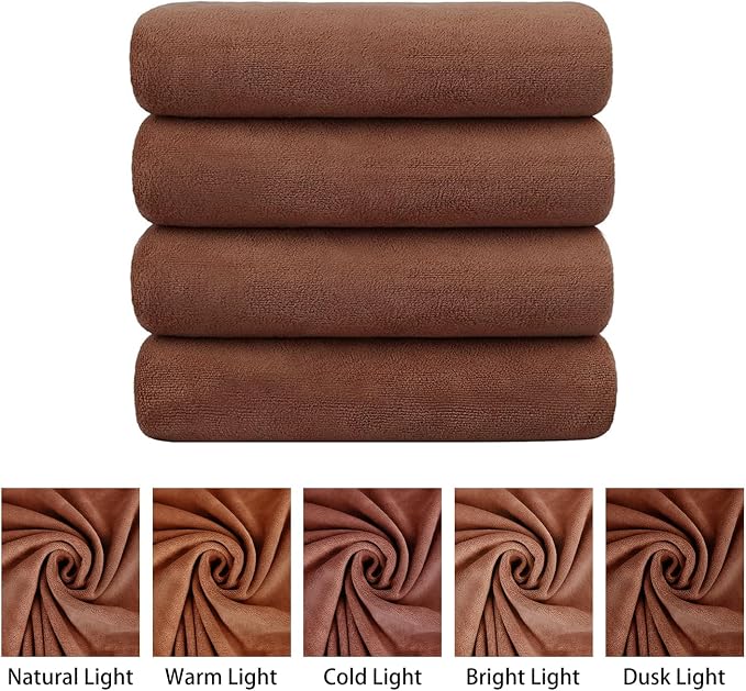 JML Microfiber Bath Towels, 30" x 60", 4 Pack, Brown | Oversized, Soft, Super Absorbent, Fast Drying Bathroom Towel Set for Sport, Fitness, Yoga - Image 2