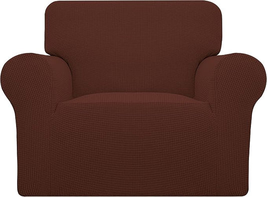 Easy-Going Stretch Chair Slipcover with Arm Washable Coffee | 1-Piece Couch Sofa Cover Furniture Protector for Living Room Soft with Bottom For Kids, Pet. Spandex Jacquard by Easy-Going
