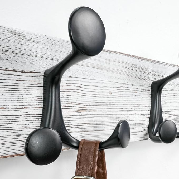SKOLOO 36-Inch Wood Coat Rack Wall Mount with 6 Triple Hooks - Ideal for Family Entrances, Classrooms, and Pet Supplies Storage - Distressed White Wash, Pack of 2 - Image 5