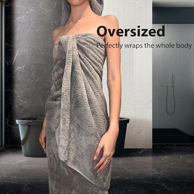Smuge Ultra Soft 8 Piece Textured Bath Towel Set for Bathroom Shower Pool, Kitchen, Quick Dry, Lightweight Highly Absorbent - 2 Oversized Bath Towel Sheets, 2 Hand Towels, 4 Washcloths - Dark Gray - Image 7