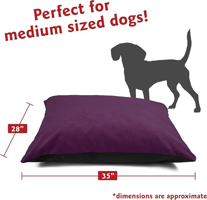 Majestic Pet Rectangle Medium Dog Bed Washable – Non Slip Comfy Pet Bed – Dog Crate Bed Super Value Pillow Dog Bed – Dog Kennel Bed for Sleeping - Dog Bed Medium Breed 35 x 28 Inch – Villa Aubergine - Image 2