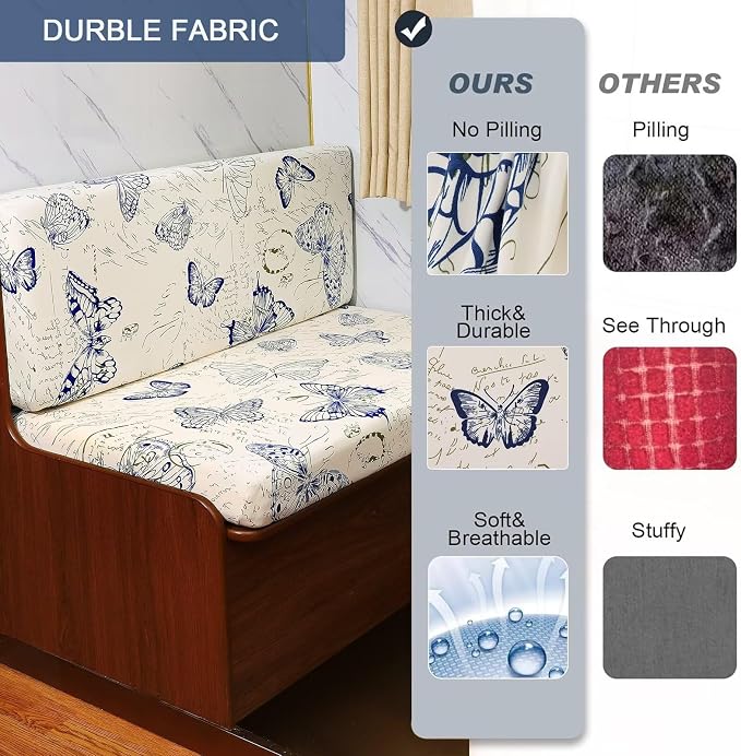 NILUOH RV Dinette Cushion Covers,Stretch Camper Cushion Slipcovers Replacement Sofa Cushions Washable Loveseat Slipcovers for Travel Trailer Couch (2 Bench Cover & 2 Backrest Cover, Color28) - Image 4