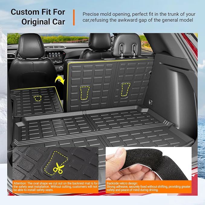 powoq Cargo Mat Compatible with 2021-2026 Chevy Trailblazer Backrest Mat (Only for Upper Deck) Replacement for 2021-2023 2024 2025 2026 Chevy Trailblazer Accessories (Trunk Mat+Backrest Mats) - Image 2