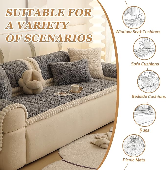 Couch Covers Washable Couch Cover for Dogs Fuzzy Sofa Covers for Pet, Non-Slip Sofas Slipcover Cushion Protector Pets Mat Dog Bed Mats(Only 1PC) - Image 2