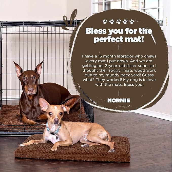 Soggy Doggy Crate Mate Dog Crate Pad, Chocolate Brown, Medium 20x30 | Reversible chenille pad; absorbs 7x its weight; fits wire, plastic crates & cars; puppy to senior dog; quick-dry - Image 9