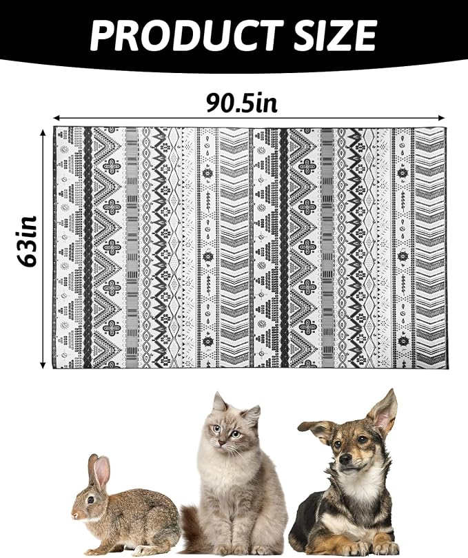 BNOSDM 91" X 63" Extra Large Cage Liners for Rabbits Washable Rabbit Pad Large Bunny Mat Anti Slip Rug for Bunnies, Pet Carpet for Chinchillas Cats Guinea Pigs Ferrets Dogs - Image 2