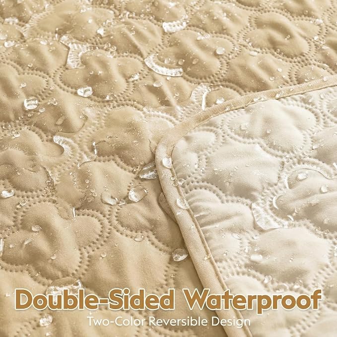 FunFurry Waterproof Dog Blanket, Couch Cover for Dogs Washable, Reversible Dog Bed Cover, Couch Furniture Protector. (Dark＆Light Beige, 40 X 50 Inch - 1 Pack) - Image 2