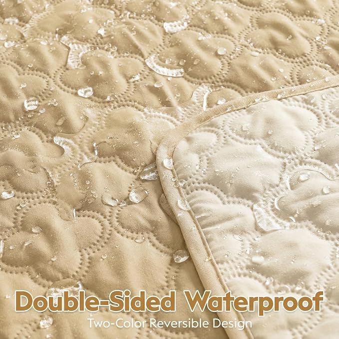FunFurry Waterproof Dog Blanket, Couch Cover for Dogs Washable, Reversible Dog Bed Cover, Couch Furniture Protector. (Dark＆Light Beige, 30 X 70 Inch - 1 Pack) - Image 2