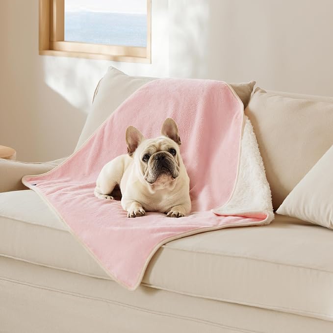 Bedsure Waterproof Dog Blankets for Medium Dogs Washable Soft Warm, 30"X40" | Plush Sherpa Fleece Cat Puppy Blanket for Couch Protector, Reversible Cozy Calming Throw for Pet Indoor,Pink by Unknown