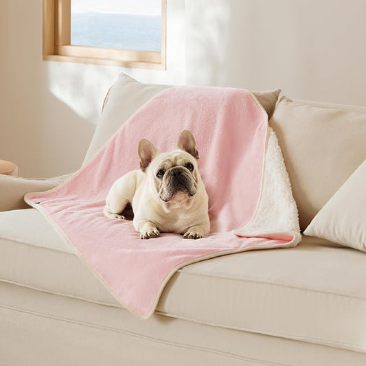 Bedsure Waterproof Dog Blankets for Medium Dogs Washable Soft Warm, 30"X40" | Plush Sherpa Fleece Cat Puppy Blanket for Couch Protector, Reversible Cozy Calming Throw for Pet Indoor,Pink by Unknown