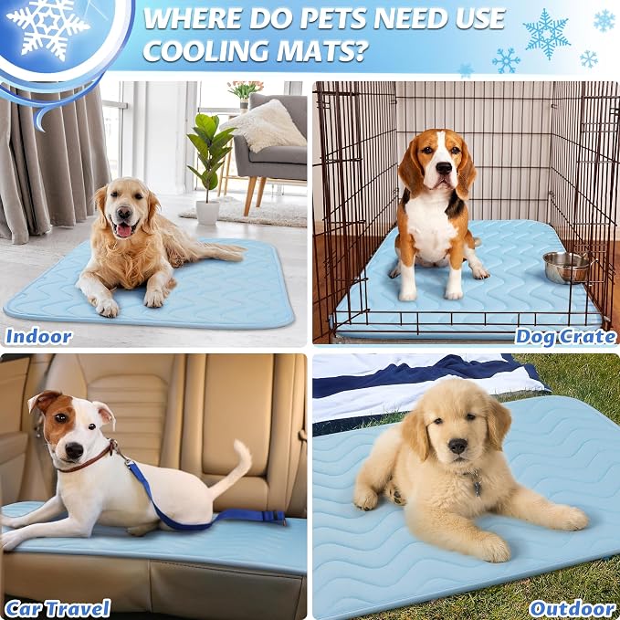 Cooling Mat for Dogs Extra Large, 59"x40" Breathable Cold Crate Pad for Pet with Non-Slip Bottom, Washable Waterproof Cool Fiber Pet Cooling Pad for Dog Bed Indoor/Outdoor Summ - Image 6