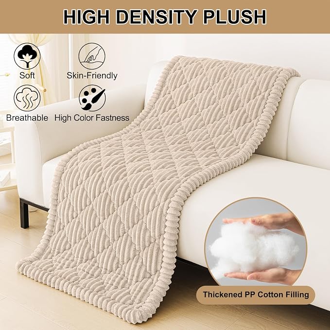 Smiry Couch Cover for Dogs Washable, Non Slip Fuzzy Pet Sofa Protector | Soft Thick Furniture Cover for Sofa, Loveseat and Sectional, Scratch & Pet Hair Resistant (Apricot, 27.6" x 27.6") - Image 9