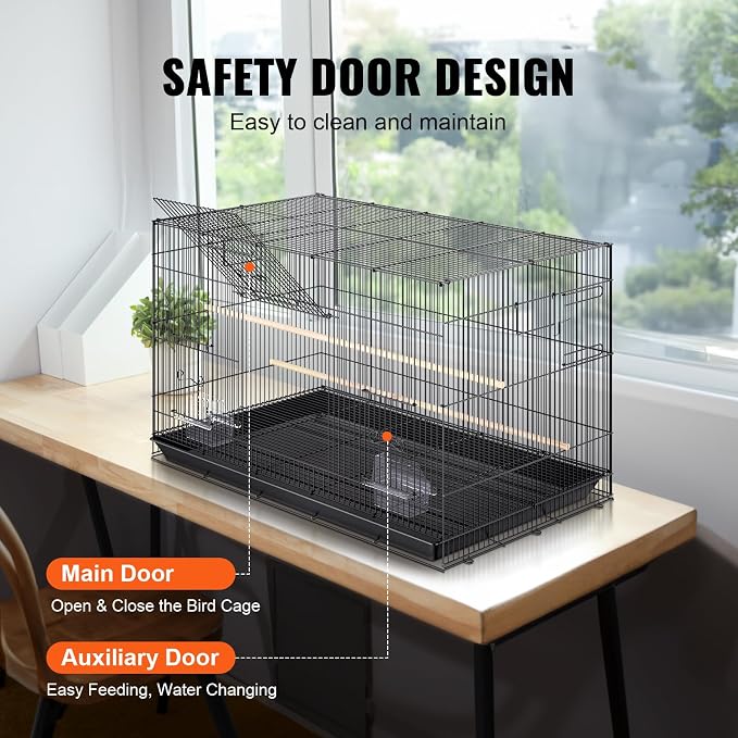 VEVOR 30 Inch Flight Bird Cage, Stackable Bird Cage Parakeet Cage with Slide-Out Tray and Handle, Small Parrots Birdcage for Cockatiels Budgies Conure Macaw Finch Lovebirds Canaries Pigeons - Image 4