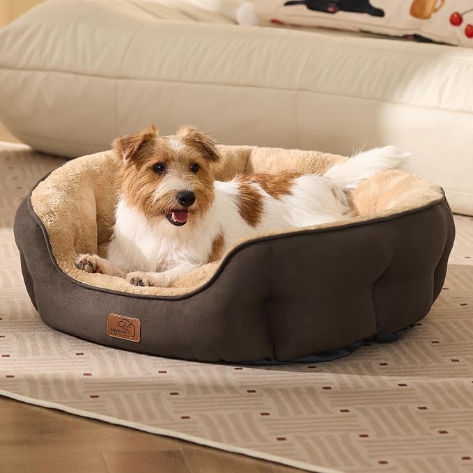 Bedsure Medium Dog Bed Washable,Large Cat Beds for Indoor Cats,28in Brown | Dog Bed Medium Size Dog, Round Pet Bed,Soft Plush Faux Fur, Removable Washable Cover, Anti-Slip Bottom,Easy to Clean - Image 5