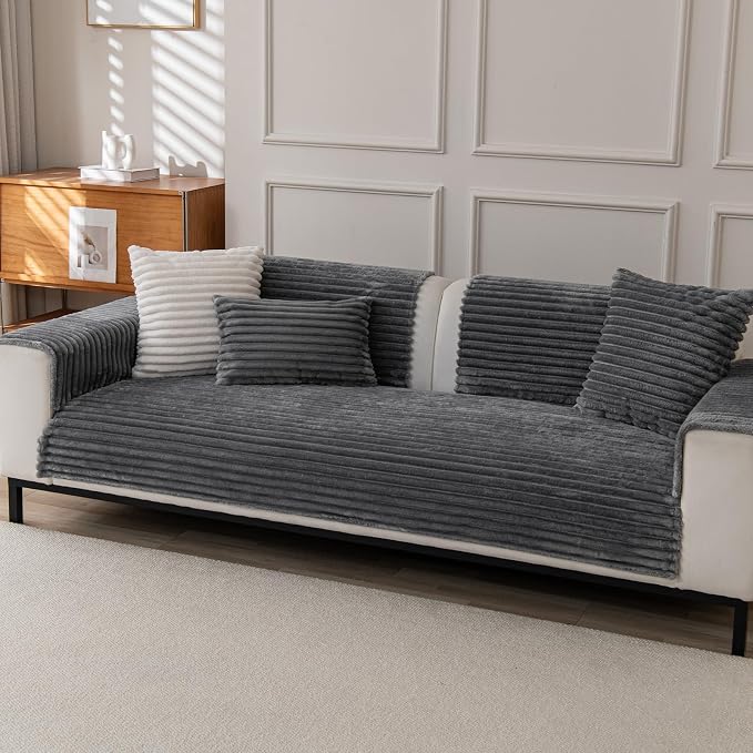 Waterproof Couch Cover for Dogs, Sofa Covers Washable & Non-Slip, Soft Dog Bed Blanket Protector for Sectional, Loveseat, Living Room Furniture (Dark Gray, 35.43"x 70.9" 1 Pack) by KELUINA