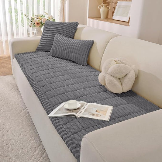 Fuzzy Pet Couch Covers for Dogs Washable, Thick Couch Covers for 3 Cushion Sofa Pet Friendly, Non Slip Plush Dog Couch Cover for for Sectional, Loveseat (Charcoal Gray, 27.6" x 83") by CYCMACOHOME