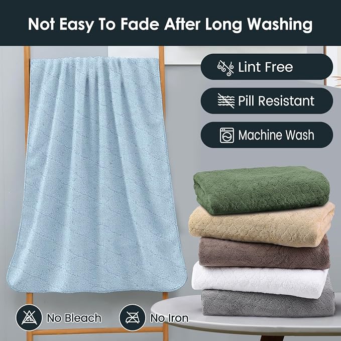 JML Bath Towels, Pack of 2, 30 in x 60 in, Light Blue | Hanging Loop, Super Soft, Absorbent, Lint Free, Fade Resistant, Lightweight, Quick Dry, Use for SPA , Sauna, Salon Hair Wrap - Image 6