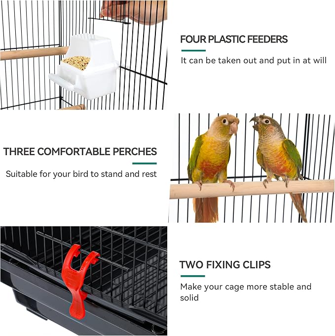 YITAHOME 62 Inch Large Bird Cage​ | Bird Cage​ with ​Rolling Stand, ​Feeding Doors​ & ​Hanging Accessories​ for ​Parrots ​Cockatiels ​​Parakeets​ - Image 5
